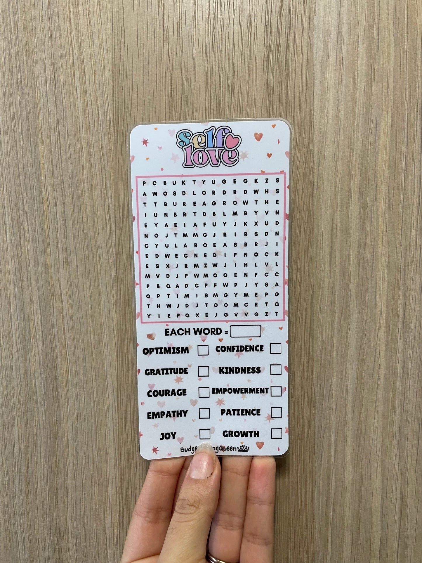 Self Love Wordsearch Savings Challenge Game