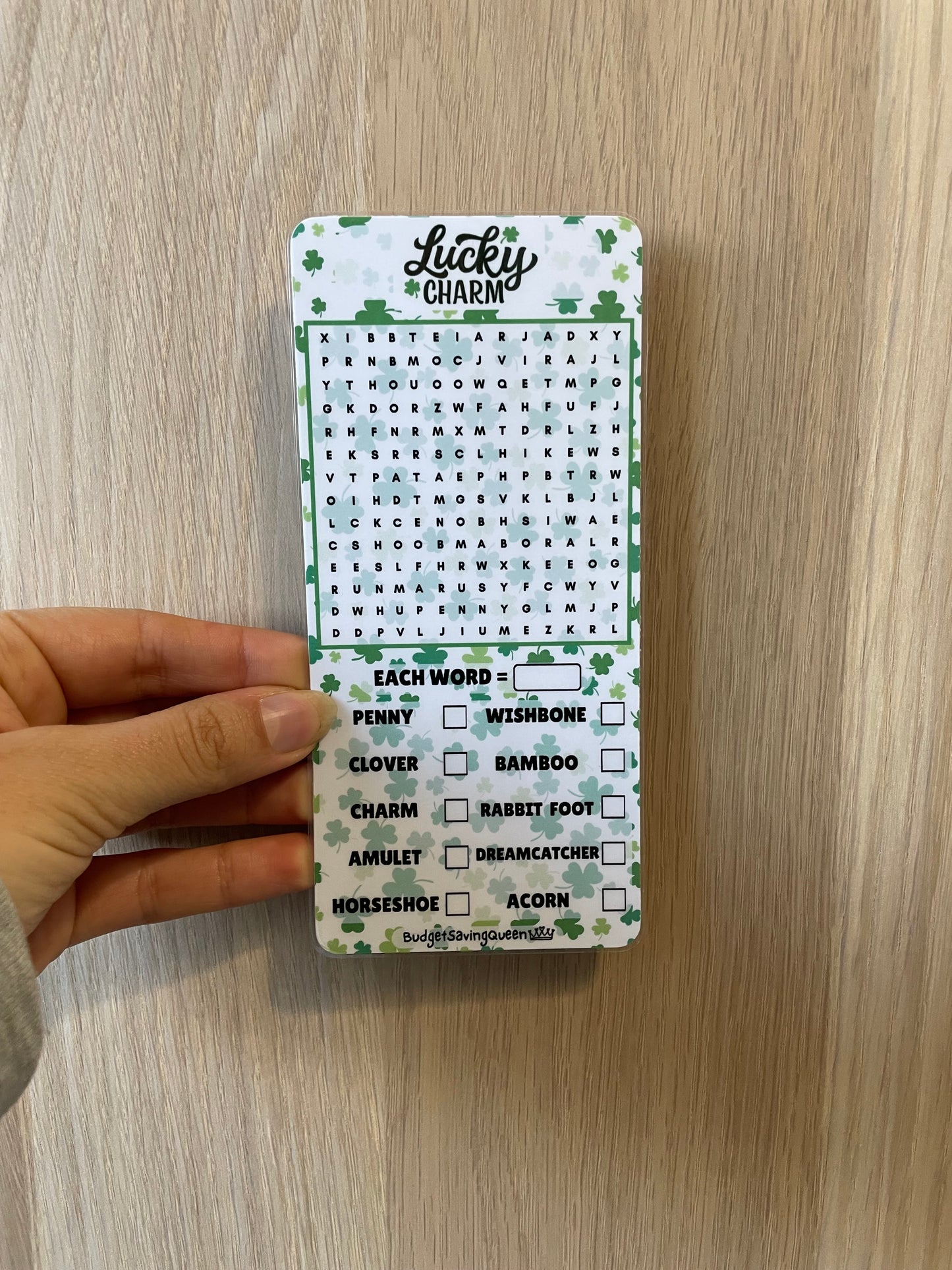Lucky Charm Wordsearch Savings Challenge Game