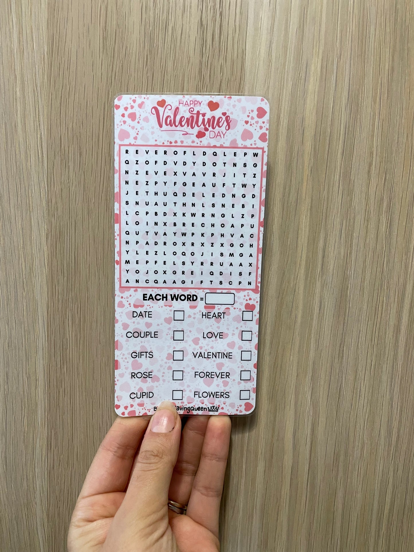 Valentine’s Day Wordsearch Savings Challenge Game