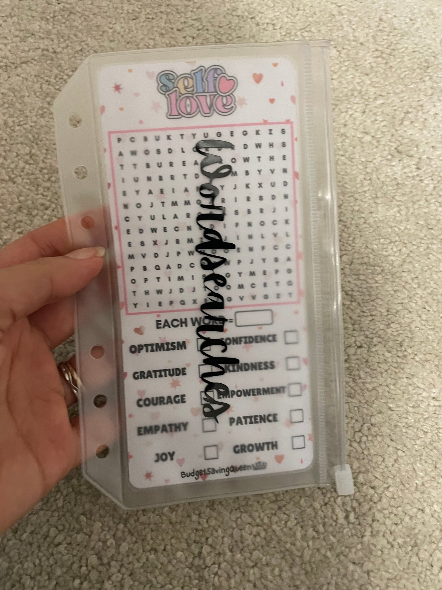Self Love Wordsearch Savings Challenge Game