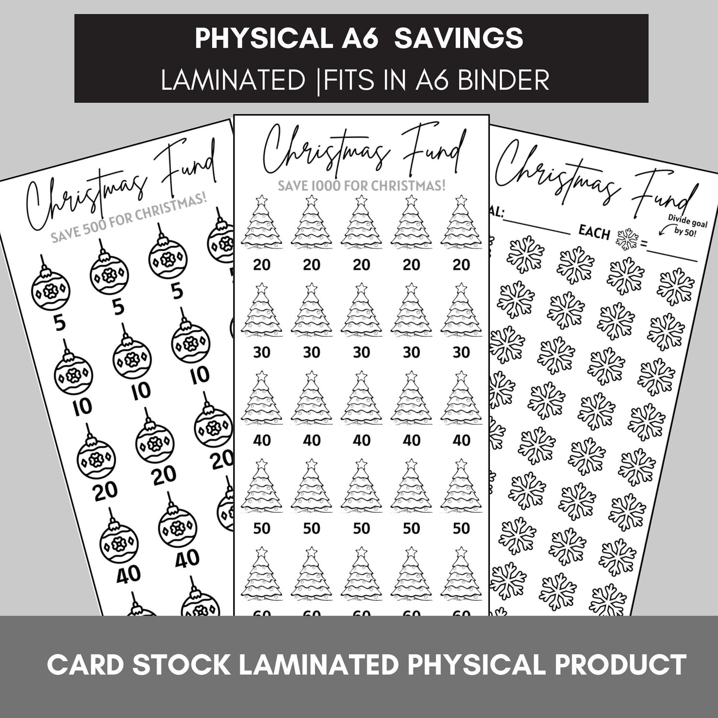 Christmas Savings Tracker Set (Black & White)