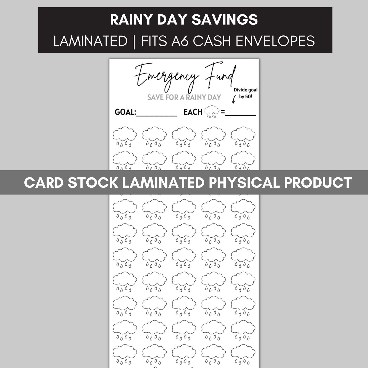 Rainy Day Savings Challenge (Black & White)