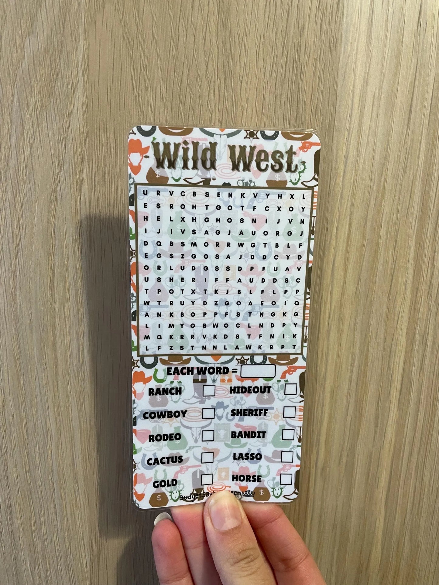Wild West Wordsearch Savings Challenge Game