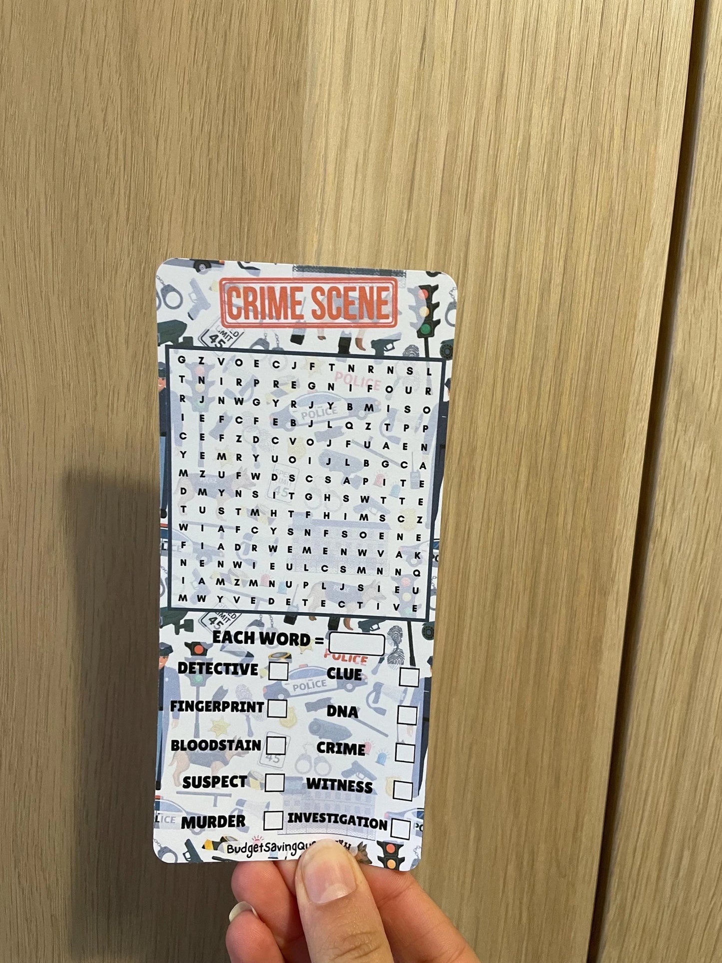 Crime Scene Wordsearch Savings Challenge Game